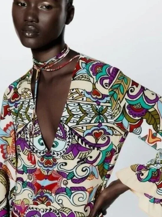 BLOGGERS FAV ZARA MULTICOLORED PRINTED DRESS - Picture 2 of 13